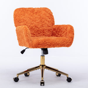 English Elm A&A Plush Office Chair with Alpaca Faux Wool, Wide Deep Seat, 40° Recline & Stable 320mm Base Orange W1143P154104