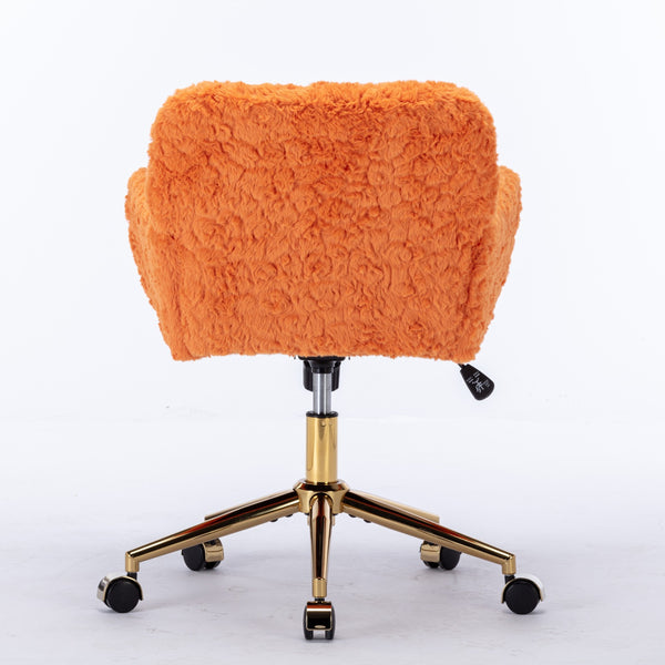 English Elm A&A Plush Alpaca Wool Office Chair with Adjustable 40° Recline, Wide Deep Seat and Sturdy 320mm Base Orange W1143P154104