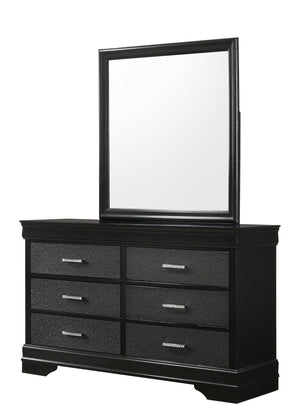 English Elm Amalia Dresser In Black - Elegant Faux Shagreen, Smooth-Operating Drawers & Ample Storage Space B132P162255