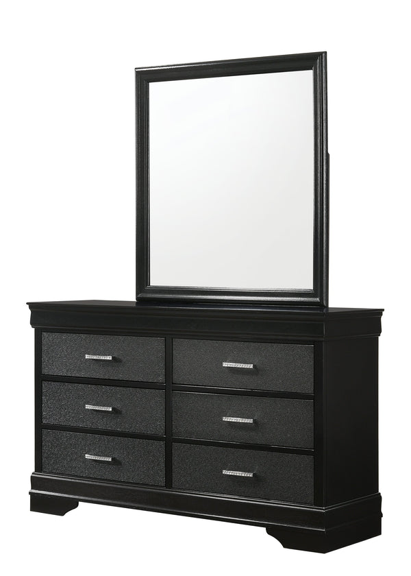 English Elm Amalia Dresser In Black - Elegant Faux Shagreen, Smooth-Operating Drawers & Ample Storage Space B132P162255