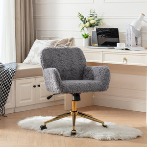 English Elm A&A Plush Office Chair with Alpaca Faux Wool, Wide Deep Seat, 40° Recline & Stable 320mm Base Gray W1143P154103