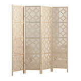 English Elm Quarterfoil Infused Diamond Design 4-Panel Room Divider, Gold