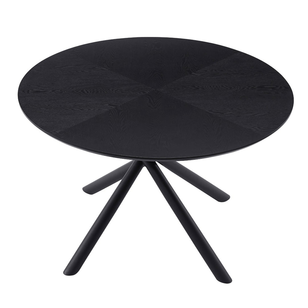 English Elm 53.14'' Round Mdf Top Coffee Table with Iron Cross Leg Base for Modern Living Rooms W876S00247