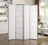 English Elm Seto 4-Panel Room Divider Screen, Silver