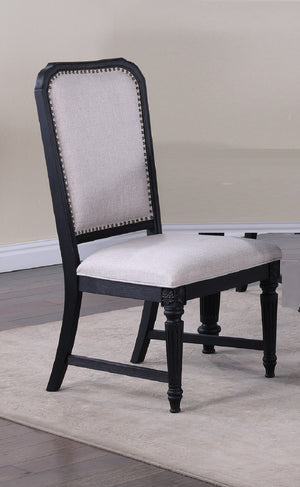 English Elm Beautiful Dark Brown 2pc Dining Chairs with Gray Upholstered Seat & Back, Wooden Frame, 21.5x20.5x43" B011P165074