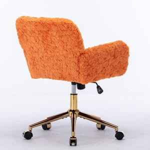 English Elm A&A Plush Alpaca Wool Office Chair with Adjustable 40° Recline, Wide Deep Seat and Sturdy 320mm Base Orange W1143P154104
