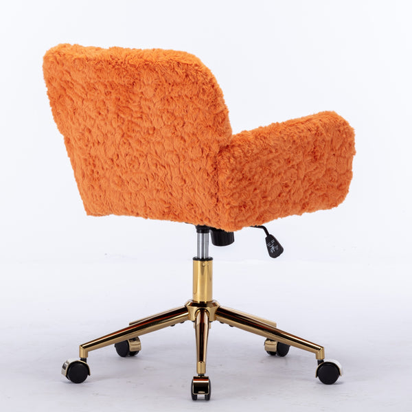 English Elm A&A Plush Office Chair with Alpaca Faux Wool, Wide Deep Seat, 40° Recline & Stable 320mm Base Orange W1143P154104