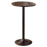 English Elm Belham Black Round Top With Black Leg and Base Metal Bar Table