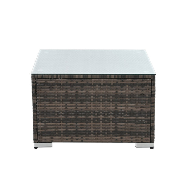 English Elm Patio 4-Piece Pe Wicker Furniture Set With Tempered Glass Table – Stylish & Weather-Resistant Comfort W1703S00019-GIGA