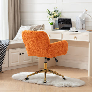 English Elm A&A Plush Alpaca Wool Office Chair with Adjustable 40° Recline, Wide Deep Seat and Sturdy 320mm Base Orange W1143P154104
