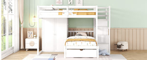 English Elm Full Over Twin Bunk Bed with Wardrobe Staircase Drawers for Shared Kids Rooms LT001606AAK-2