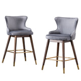 English Elm Leland Fabric Upholstered Counter Height Wingback Stools, Set Of 2, Gray