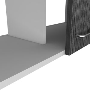 English Elm Wall Cabinet 19"H With Two Doors & Internal Shelves - Stylish White & Smoked Oak Storage Solution B097133160-GIGA