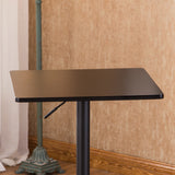 English Elm Belham Black Square Top Adjustable Height With Black Leg and Base Metal Bar Table