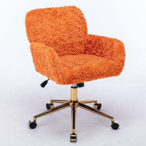 English Elm A&A Plush Office Chair with Alpaca Faux Wool, Wide Deep Seat, 40° Recline & Stable 320mm Base Orange W1143P154104