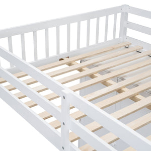 English Elm Full Over Twin Bunk Bed with Wardrobe Staircase Drawers for Shared Kids Rooms LT001606AAK