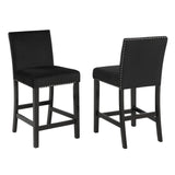 English Elm Cobre Contemporary Velvet Counter Stool With Nailhead Trim, Set Of 2, Black