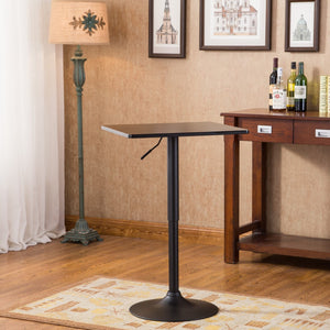 English Elm Belham Black Square Top Adjustable Height With Black Leg and Base Metal Bar Table