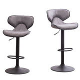 English Elm Masaccio Weathered Upholstery Airlift Adjustable Swivel Barstool With Chrome Base, Set Of 2, Grey