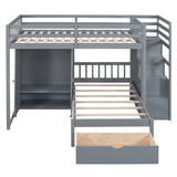 Hearth and Haven Charles Full over Twin Bunk Bed with Wardrobe and 5 Drawers, Grey LT001606AAE