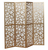 English Elm Giyano 4 Panel Screen Room Divider, Gold