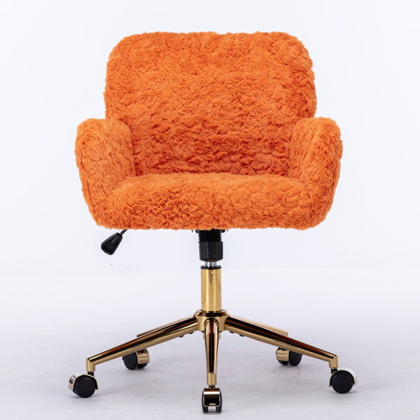 English Elm A&A Plush Office Chair with Alpaca Faux Wool, Wide Deep Seat, 40° Recline & Stable 320mm Base Orange W1143P154104