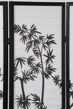 English Elm Bamboo Print 4-Panel Framed Room Screen/Divider, Black