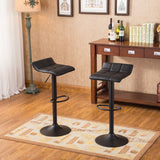 English Elm Belham Swivel Black Bonded Leather Adjustable Bar Stool, Set Of 2