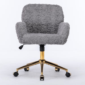 English Elm A&A Plush Office Chair with Alpaca Faux Wool, Wide Deep Seat, 40° Recline & Stable 320mm Base Gray W1143P154103