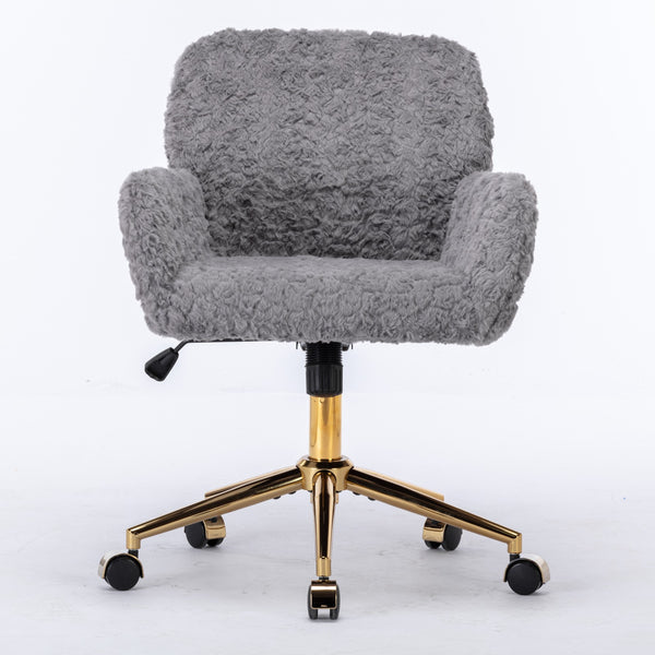 English Elm A&A Plush Office Chair with Alpaca Faux Wool, Wide Deep Seat, 40° Recline & Stable 320mm Base Gray W1143P154103