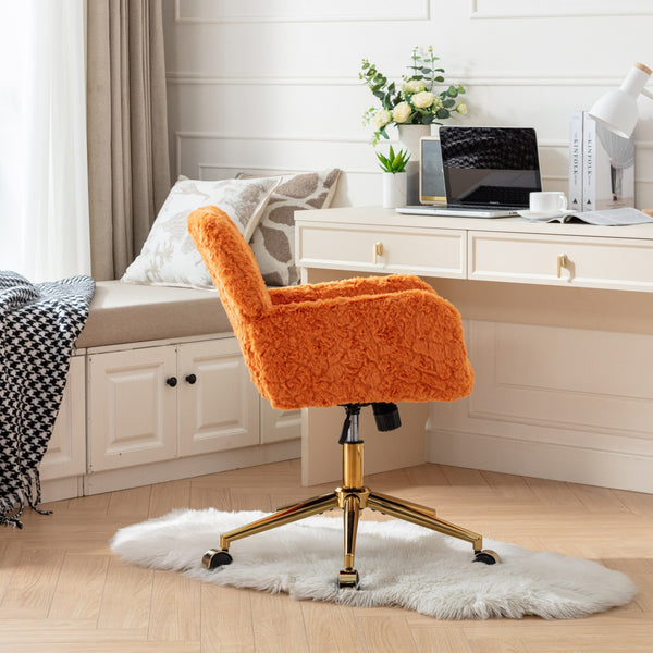English Elm A&A Plush Alpaca Wool Office Chair with Adjustable 40° Recline, Wide Deep Seat and Sturdy 320mm Base Orange W1143P154104