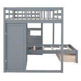 Hearth and Haven Charles Full over Twin Bunk Bed with Wardrobe and 5 Drawers, Grey LT001606AAE