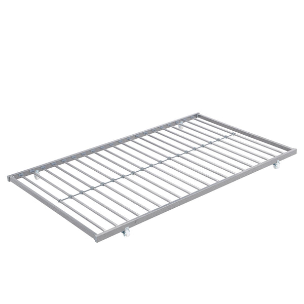 English Elm METAL Silver Bunk Bed with Pull-Out Trundle, Sturdy Steel Frame, Space-Saving, Quiet, Safe Stairs W2297P165044