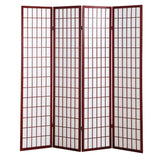 English Elm 4 Panel Oriental Shoji Screen / Room Divider, Cherry