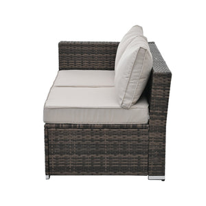 English Elm Patio 4-Piece Wicker Furniture Set With Glass Coffee Table, Cushions For Ultimate Outdoor Comfort W1703S00017-GIGA