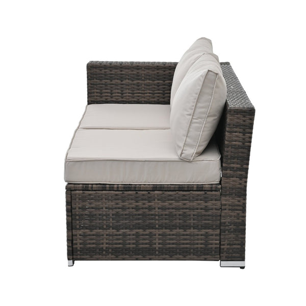 English Elm Patio 4-Piece Wicker Furniture Set With Glass Coffee Table, Cushions For Ultimate Outdoor Comfort W1703S00017-GIGA