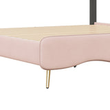 Hearth and Haven Full Size Velvet Princess Bed with Bow-Knot Headboard, Full Size Platform Bed with Headboard and Footboard, White+Pink WF315549AAH