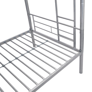 English Elm METAL Silver Bunk Bed with Pull-Out Trundle, Sturdy Steel Frame, Space-Saving, Quiet, Safe Stairs W2297P165044
