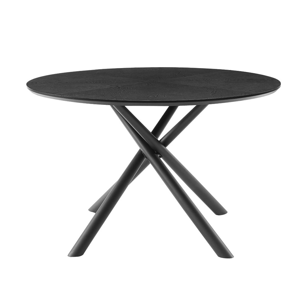 English Elm 53.14'' Round Mdf Top Coffee Table with Iron Cross Leg Base for Modern Living Rooms W876S00247