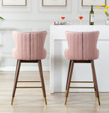 English Elm Leland Fabric Upholstered Wingback Bar Stools, Set Of 2, Pink