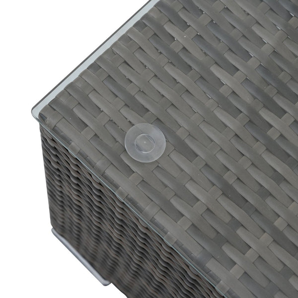 English Elm Patio 4-Piece Wicker Furniture Set With Glass Coffee Table, Cushions For Ultimate Outdoor Comfort W1703S00017-GIGA