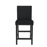 English Elm Cobre Contemporary Velvet Counter Stool With Nailhead Trim, Set Of 2, Black