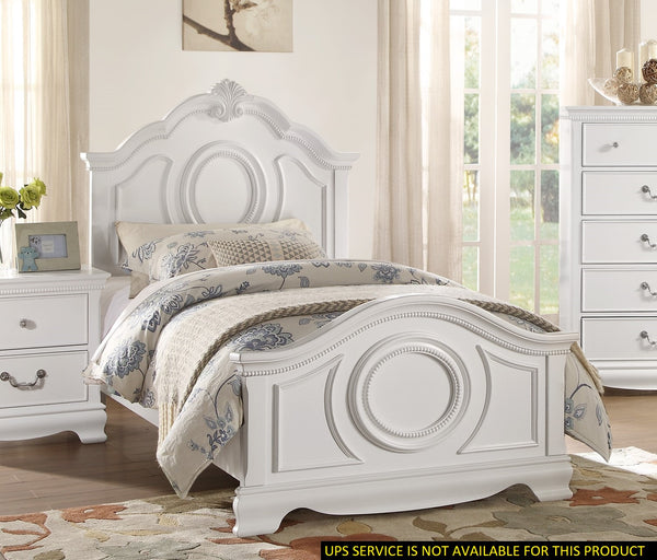 English Elm Classic White Finish Panel Bed - Timeless Full Size Bedroom Furniture With Elegant Design & Durability B011S00815