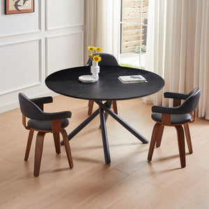 English Elm 53.14'' Round Mdf Top Coffee Table with Iron Cross Leg Base for Modern Living Rooms W876S00247