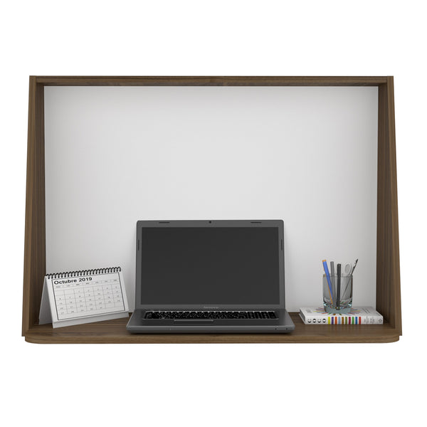 English Elm Wall Desk Mahogany/White Wall-Mounted Space-Saver Shelf with Blackboard Back, Easy Installable Stylish B097133197