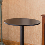 English Elm Belham Black Round Top With Black Leg and Base Metal Bar Table