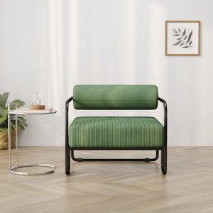 English Elm 27"l Corduroy Accent Chair Iron Frame Shell Seat for Small Living Rooms and Balconies W1669P153997