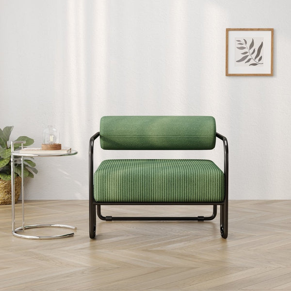 English Elm 27"l Corduroy Accent Chair Iron Frame Shell Seat for Small Living Rooms and Balconies W1669P153997