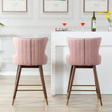 English Elm Leland Fabric Upholstered Counter Height Wingback Stools, Set Of 2, Pink