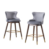 English Elm Leland Fabric Upholstered Wingback Bar Stools, Set Of 2, Gray